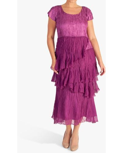 Chesca Tiered Midi Dress - Purple