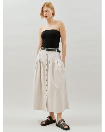 Albaray Deep Waist Organic Cotton Maxi Skirt - Natural