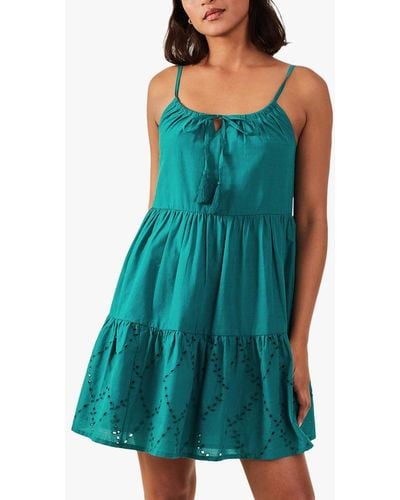Accessorize Tiered Mini Beach Dress - Blue
