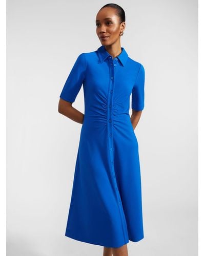 Hobbs Paisley Ponte Midi Shirt Dress - Blue