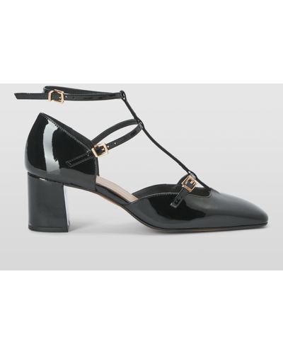 John Lewis Astridd Patent Leather Block Heel T-bar Mary Jane Court Shoes - Black