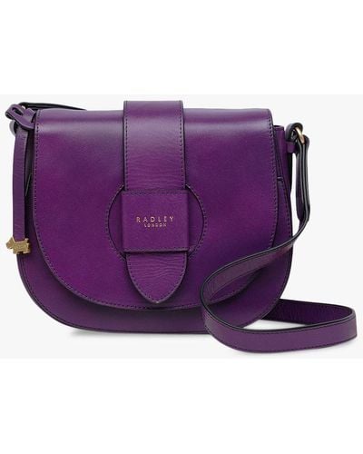 Radley Dumfries House Leather Medium Flapover Cross Body Bag - Purple