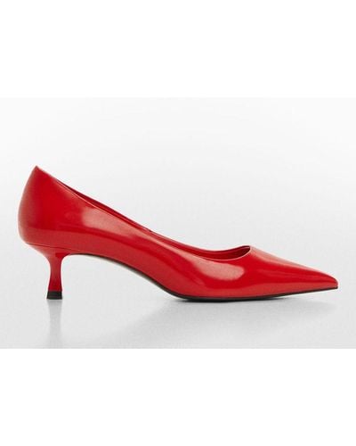 Mango Rocky Kitten Heel Court Shoes - Red
