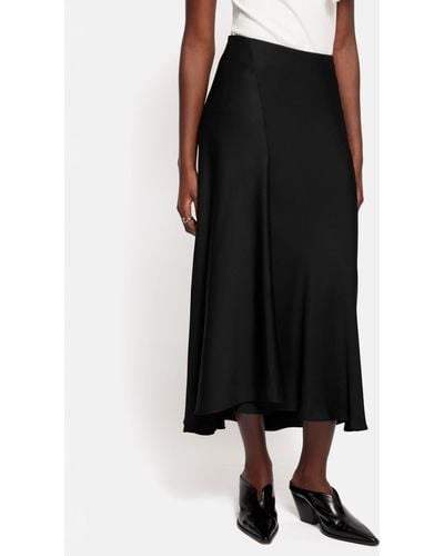 Jigsaw Satin Bias Cut Asymmetric Midi Skirt - Black