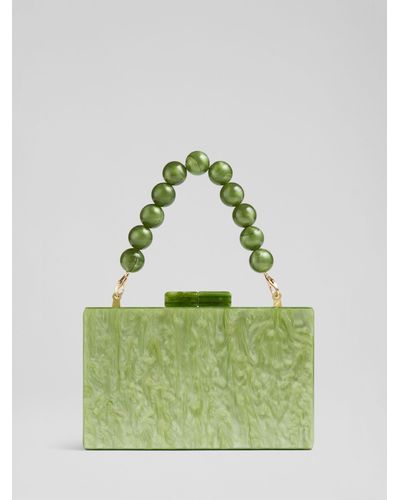 LK Bennett Maeve Marbled Box Clutch Bag - Green