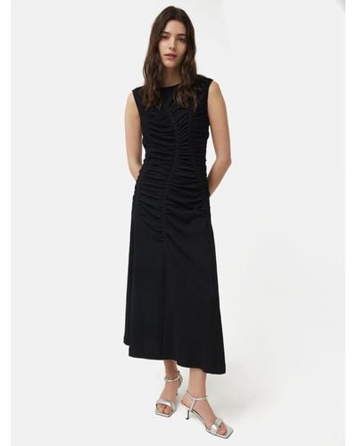 Jigsaw Ruched Channel Jersey Midi Dress - Black
