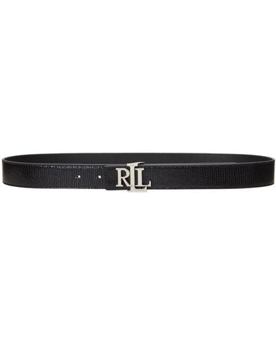 Ralph Lauren Lauren Lizard Texture Reversible Leather Belt - White