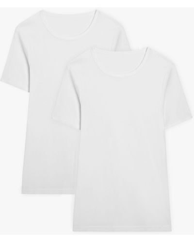 John Lewis Organic Cotton Short Sleeve Vest - White