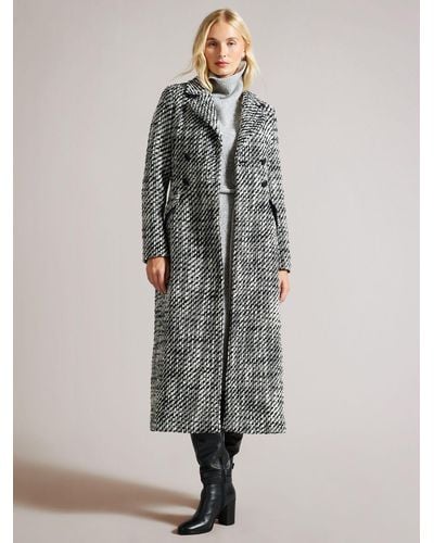 Ted Baker Lio Long Double Breasted Coat - Grey