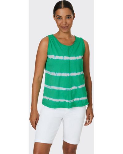 Venice Beach Zoey Relaxed Fit Stripe Sports Tank Top - Green