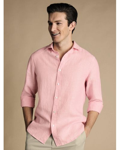 Charles Tyrwhitt Slim Fit Linen Shirt - Pink