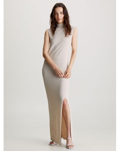 Calvin Klein Knitted Shift Maxi Dress - Natural