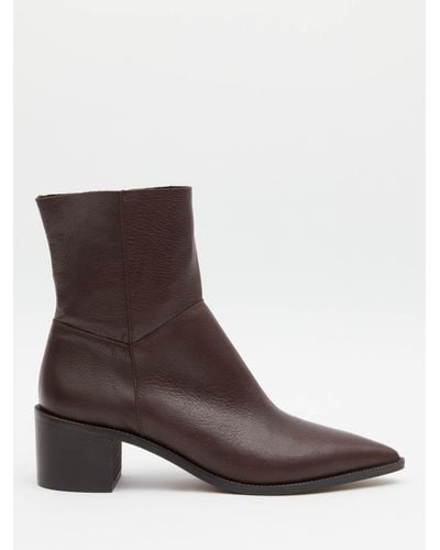 Hush Taylah Block Heel Leather Ankle Boots - Brown