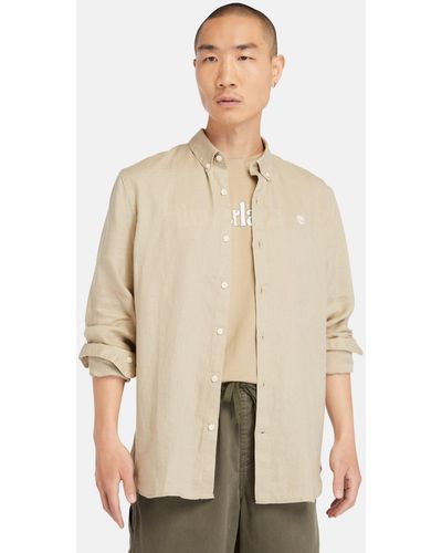 Timberland Long Sleeve Linen Shirt - Natural
