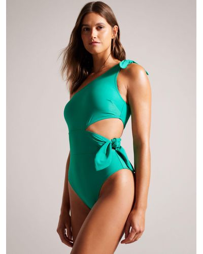 Ted Baker Astile Asymmetric Neck Swimsuit - Green