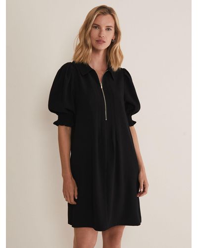 Phase Eight Candice Zip Neck Shirt Dress - Black