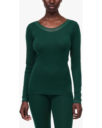 FEMILET Juliana Thermal Merino Wool Long Sleeve Top - Green