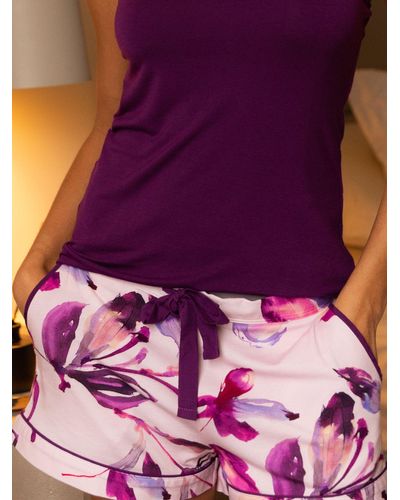 Cyberjammies Colette Floral Jersey Pyjama Shorts - Purple