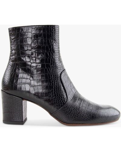 Chie Mihara Nurina Leather Croc Effect Ankle Boots - Black