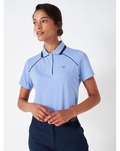 Crew Piped Cotton Golf Polo Shirt - Blue