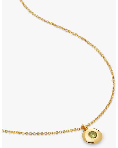 Monica Vinader Personalisable Round Birthstone Pendant Necklace - Metallic