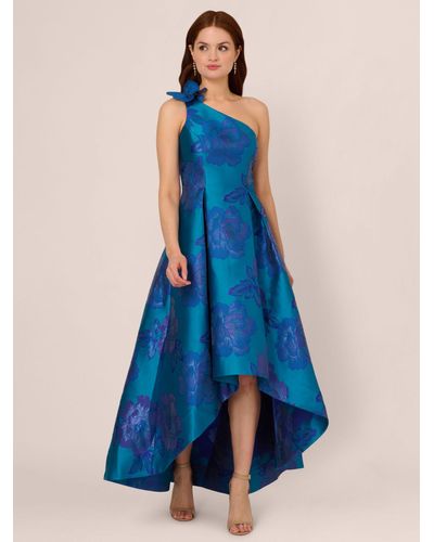 Adrianna Papell Floral Jacquard Hi Lo Dress - Blue