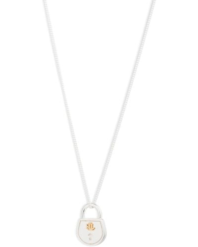 Ralph Lauren Lauren Sterling Silver Padlock Pendant Necklace - White