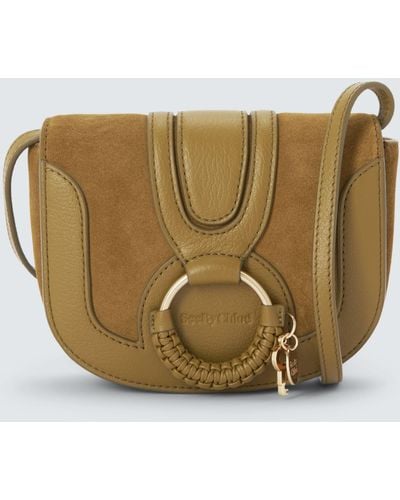 See By Chloé Mini Hana Suede Leather Satchel Bag - Natural
