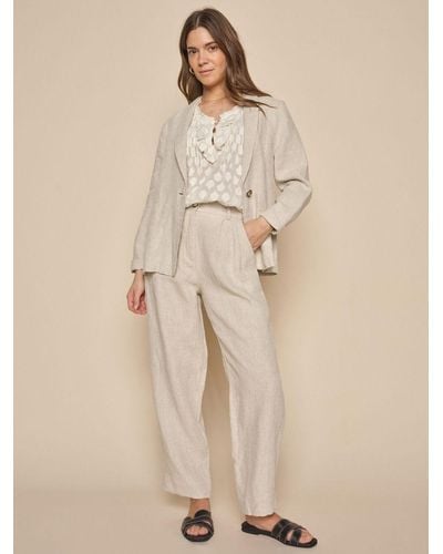 Mos Mosh Adlana Chic Linen Trousers - Natural