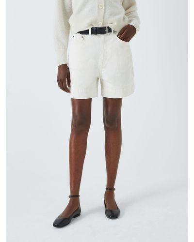 John Lewis Premium High Rise Denim Shorts - White