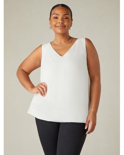 Live Unlimited Curve Chiffon Layered Swing Vest Top - White