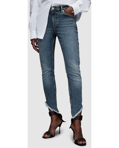 AllSaints Dax Asymmetric Hem Jeans - Blue