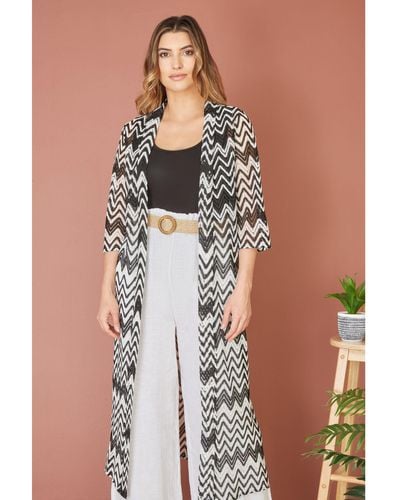 Yumi' Zig Zag Crochet Kimono - Black