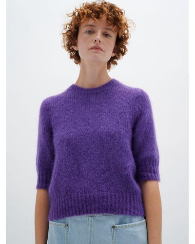 Inwear Iole Short Sleeve Knitted Top - Purple
