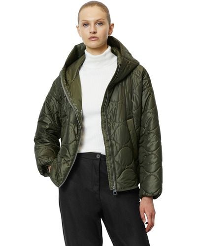 Marc O' Polo Hooded Cape Style Quilt Jacket - Green