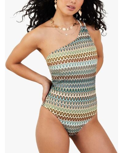 Accessorize Crochet One Shoulder Swimsuit - Multicolour
