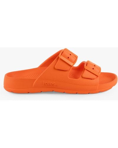 Totes Solbounce Adjustable Buckle Slide Sandals - Orange