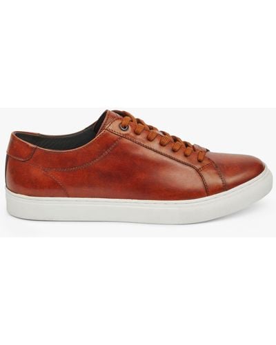 Pod Louis Leather Cupsole Trainers - Red