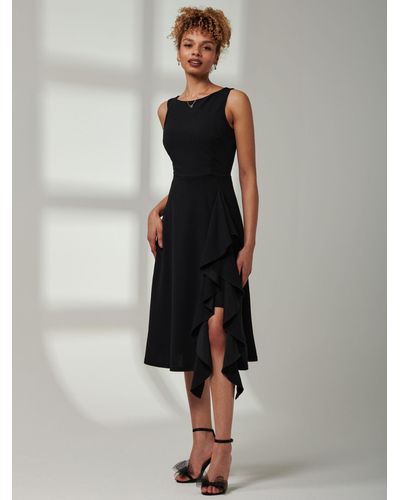 Jolie Moi Haylen Frill Midi Dress - Black
