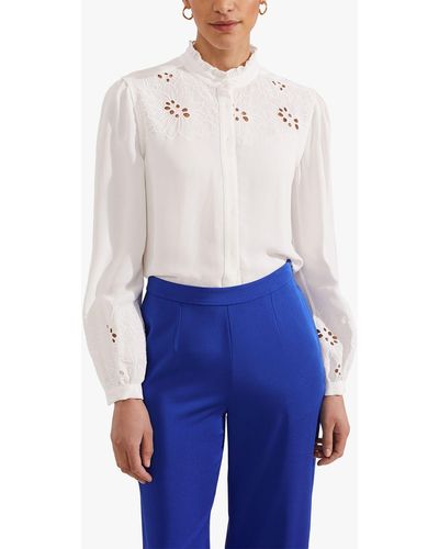 Hobbs Ada Embroidered Shirt - White