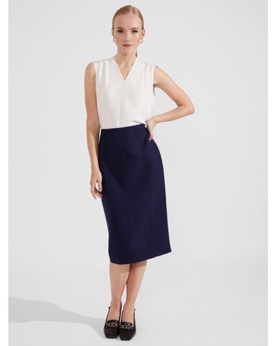 Hobbs Phoebe Knee Length Skirt - Blue