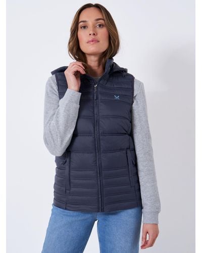 Crew Quilted Lightweight Hooded Gilet - Blue