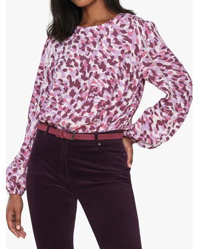 Pure Collection Brush Stroke Print Top - Red