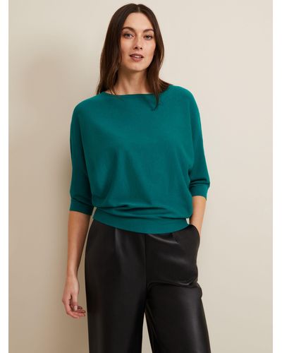 Phase Eight Cristine Fine Knit Batwing Jumper - Green
