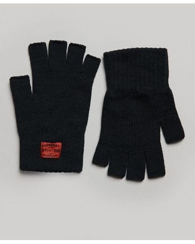 Superdry Workwear Knitted Fingerless Gloves - Black