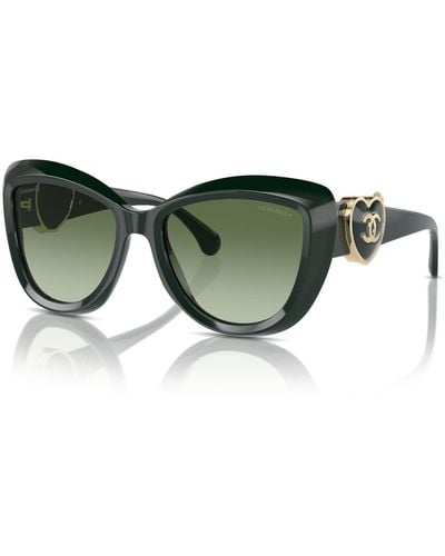 Chanel Cat Eye Sunglasses Ch5517 Green Vendome/green Gradient