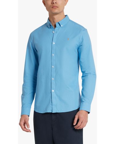 Farah Brewer Long Sleeve Organic Cotton Shirt - Blue