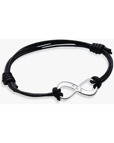 Merci Maman Personalised Sterling Silver Infinity Bracelet - Black
