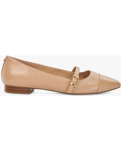 Dune Habits Leather Patent Toe Cap Mary Jane Court Shoes - Natural