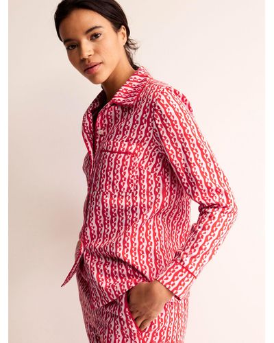 Boden Heart Sateen Pyjama Shirt - Pink